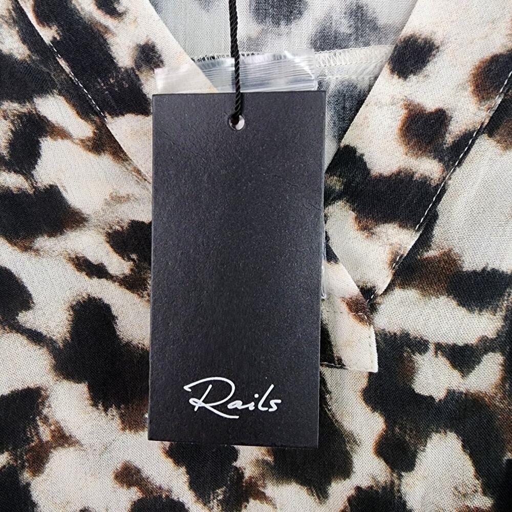Rails Fable Blurred Cheetah Print V-Neck Blouse Flounce Sleeve NWT XLarge XL - Picture 12 of 16